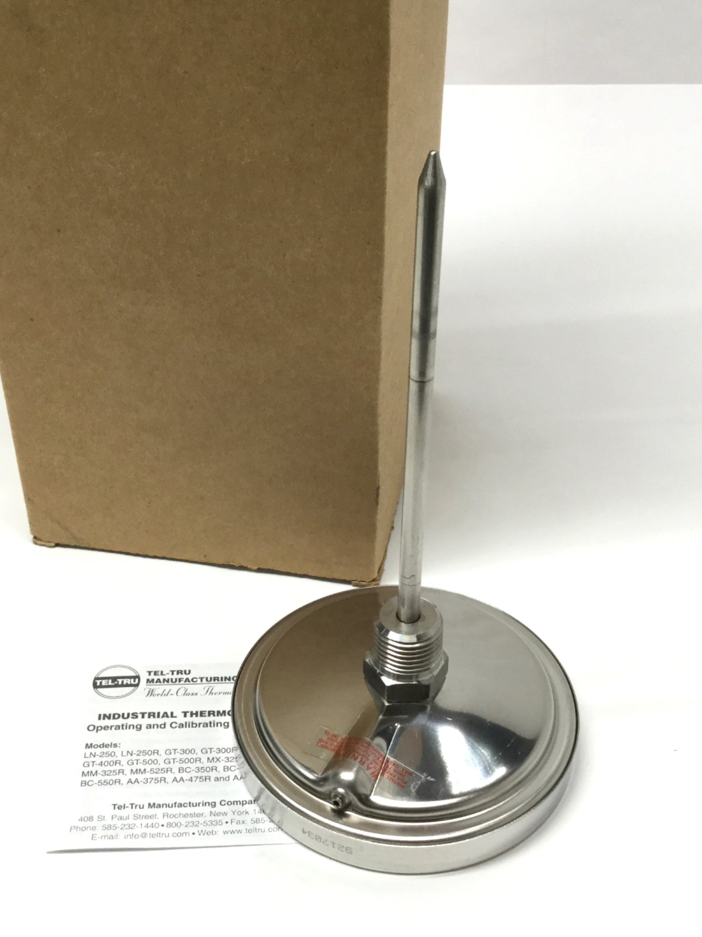 New – Open box Tel-Tru GT-400R Bimetal Thermometer Ø4" Dial, 6" Stem, 0-180°F, 1/2" NPT