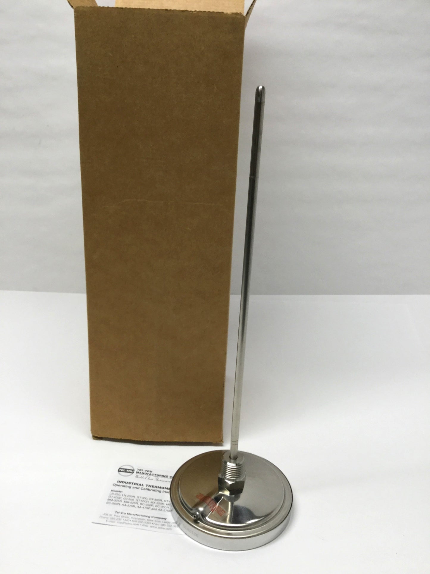 New – Open box Tel-Tru GT-400R Bimetal Thermometer Ø4" Dial, 12" Stem, 0-180°F, 1/2" NPT