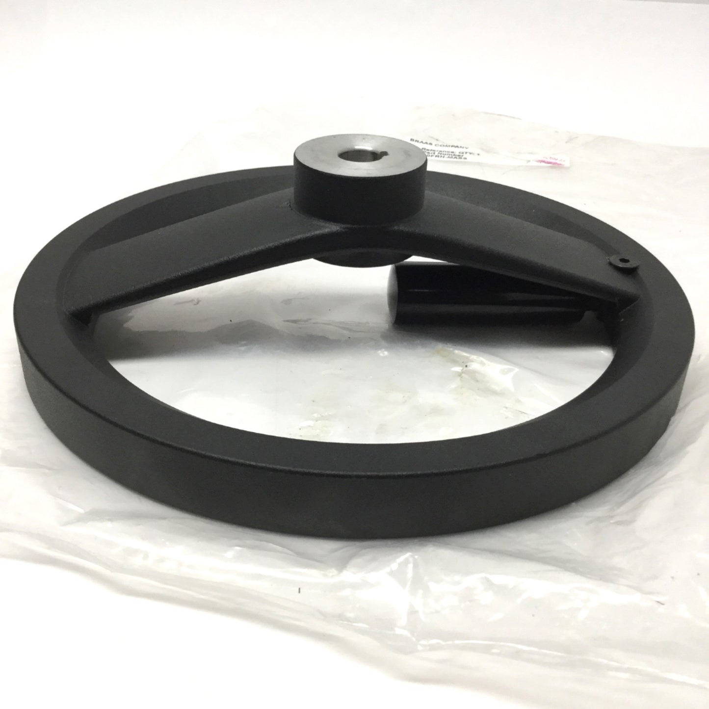 Used HWA-10FRH0-MASS Hand Crank Wheel, Ø10", 2-Spoke, Aluminum Black Powder 5/8" Bore