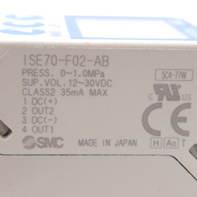 Used SMC ISE70-F02-AB Digital Pressure Sensor, 0-1MPa, G 1/4 Port, 12-30VDC, 35mA
