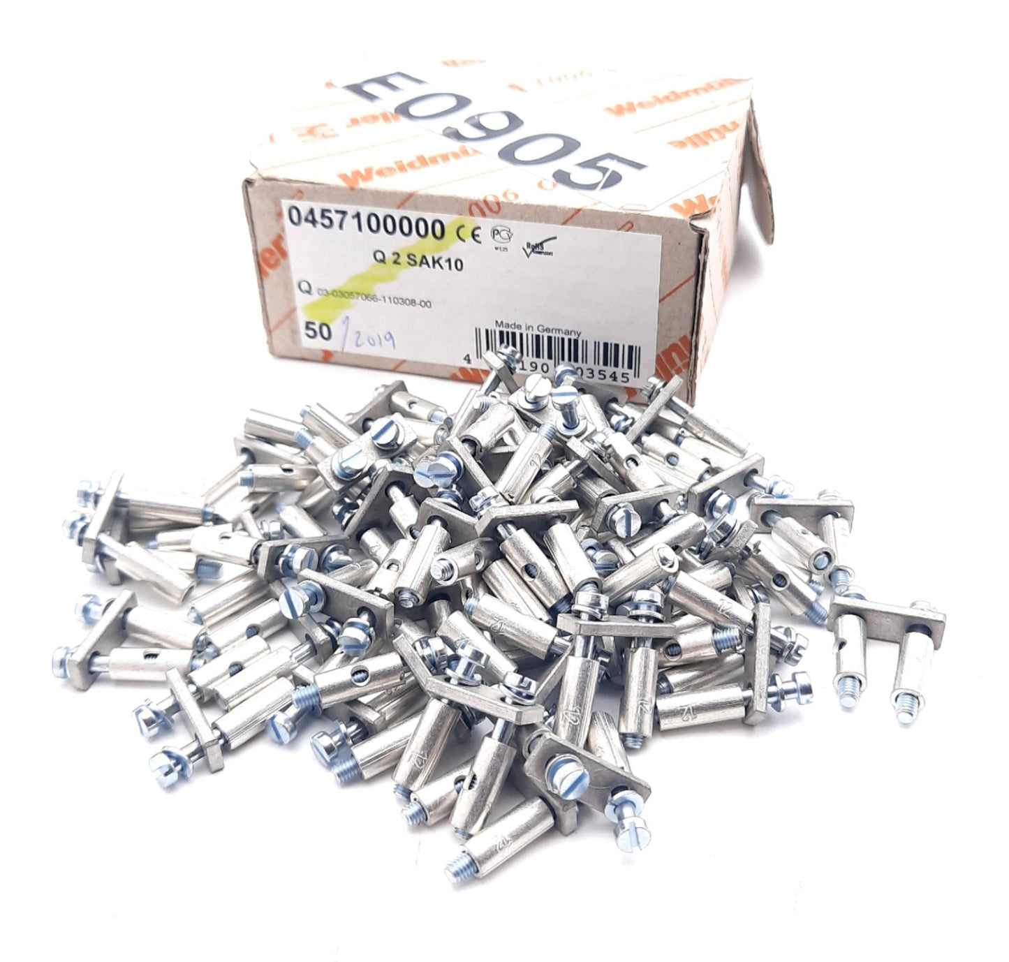 New Lot of 50 Weidmuller 0457100000 Screw Style Jumper 2 Position 6mm Pitch