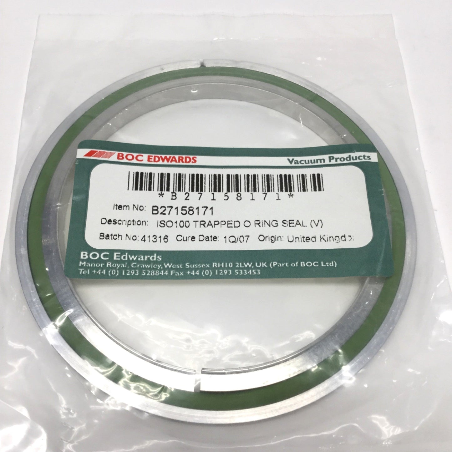 New BOC Edwards B27158171 ISO100 Trapped O-Ring Vacuum Booster Pump Viton Seal