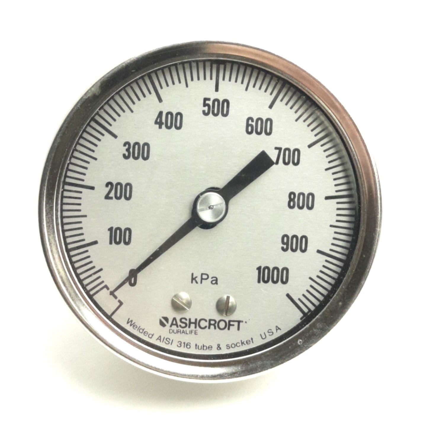 Used Ashcroft 251009AW_01B1000KP Pressure Gauge, 0-1000kPa, 1/8" NPT, 2-1/2" Dial