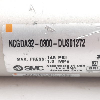 Used SMC NCGDA32-0300-DUS01272 Precision Cylinder ø1.25in Bore, 3in Stroke, 145psi