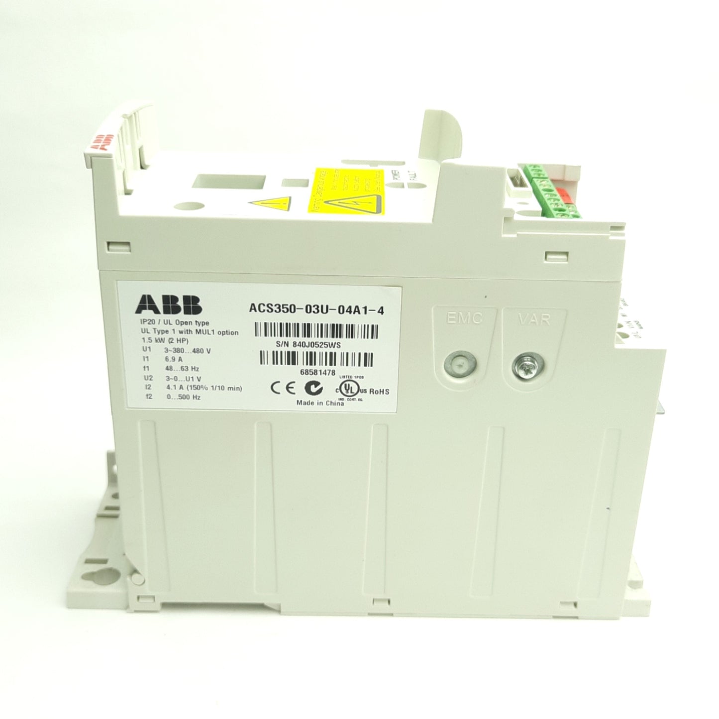 ABB ACS350-03U-04A1-4 Variable Freq AC Drive 380-480VAC 3-Ph, 3 Outputs/2 Inputs