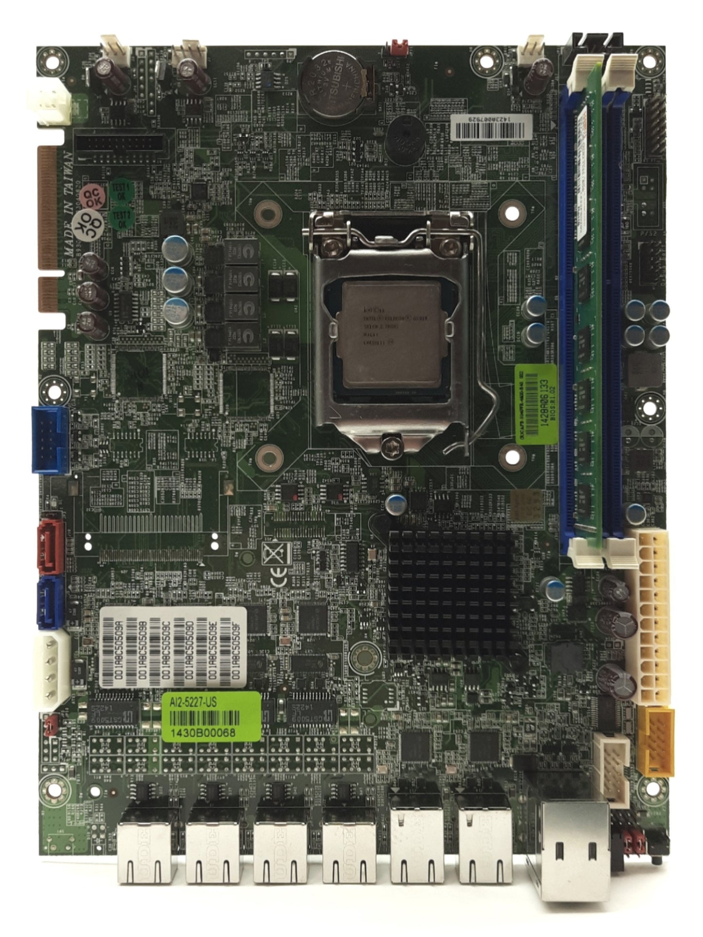 Used Portwell CAPB-3040VR-4600-B40 1U Motherboard & CPU Celeron 2.7GHz 6x Ethernet