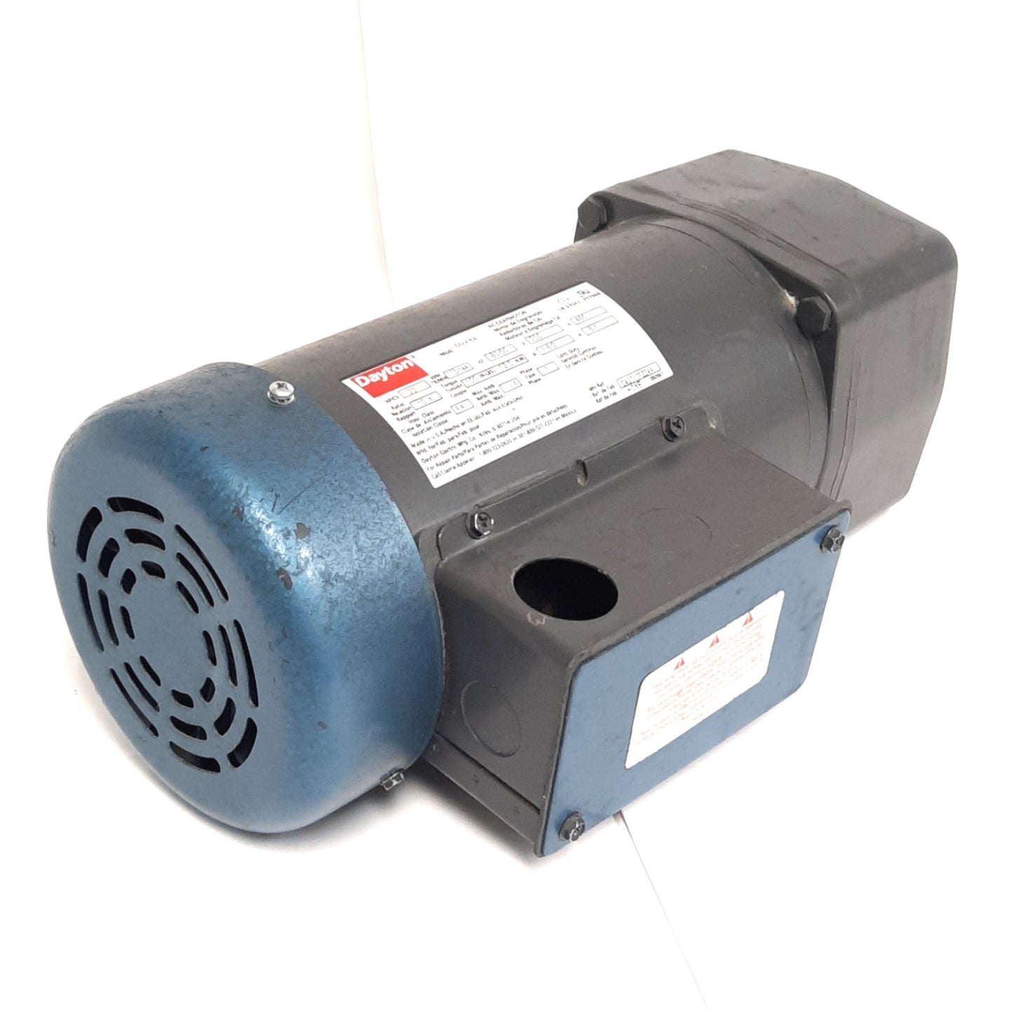Used Dayton 6MK84 Gearmotor 230/460VAC 3-Ph, 10:1 Reduction, 1/3HP, 173/144RPM