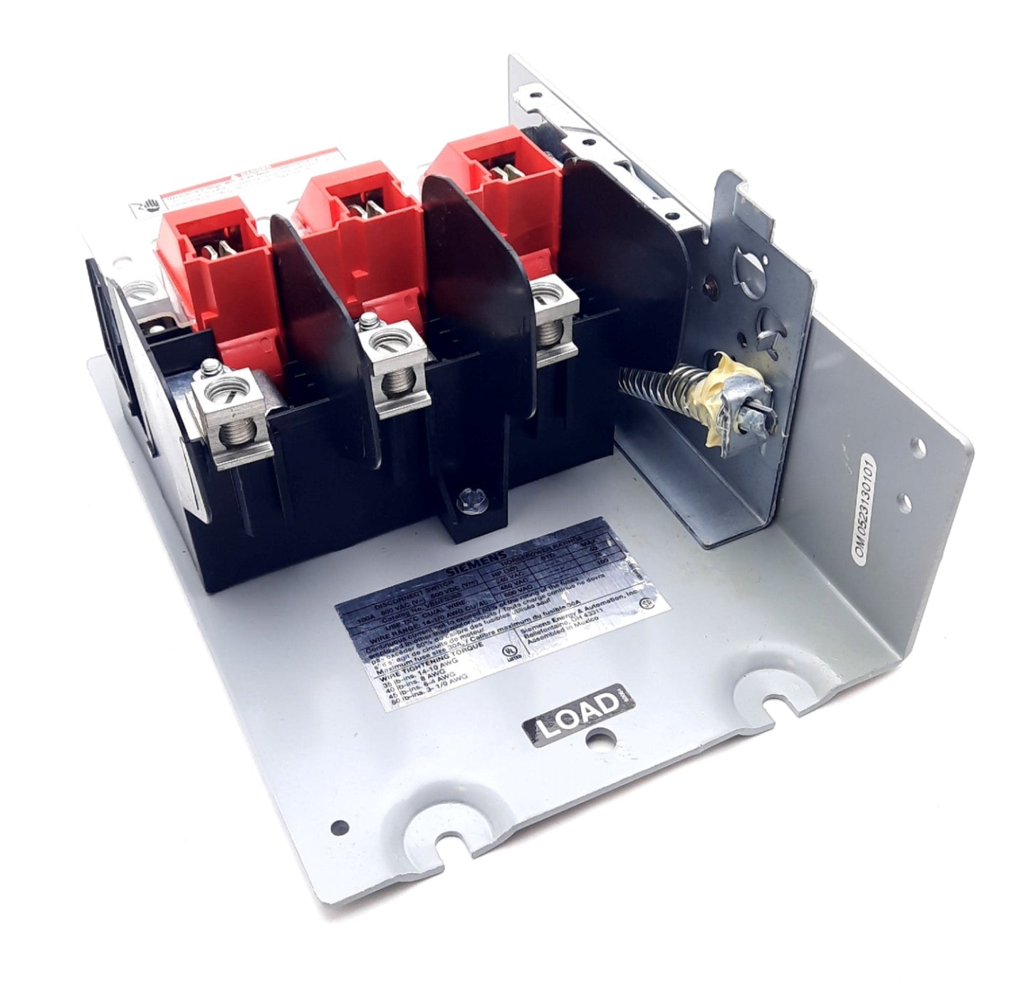 New Siemens VBNFS363 Panel Mount Disconnect Switch 600VAC, 600VDC, 100A, 3 Phase