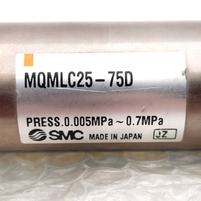 New – Open box SMC MQMLC25-75D Low Friction Cylinder, ø25mm Bore, 75mm Stroke, 0.005-0.7MPa