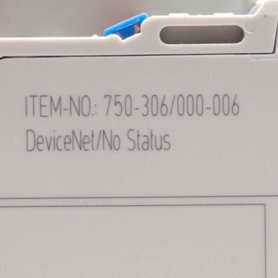 Used WAGO 750-306/000-006 Fieldbus Coupler DeviceNet, 24VDC, 350mA, 500kBd, 512 Bytes
