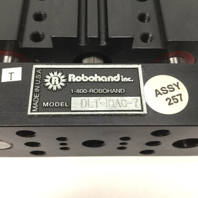 Used Robohand Destaco DLT-10-A-C-7 Linear Thruster Slide 7" Stroke w/Air Cushion