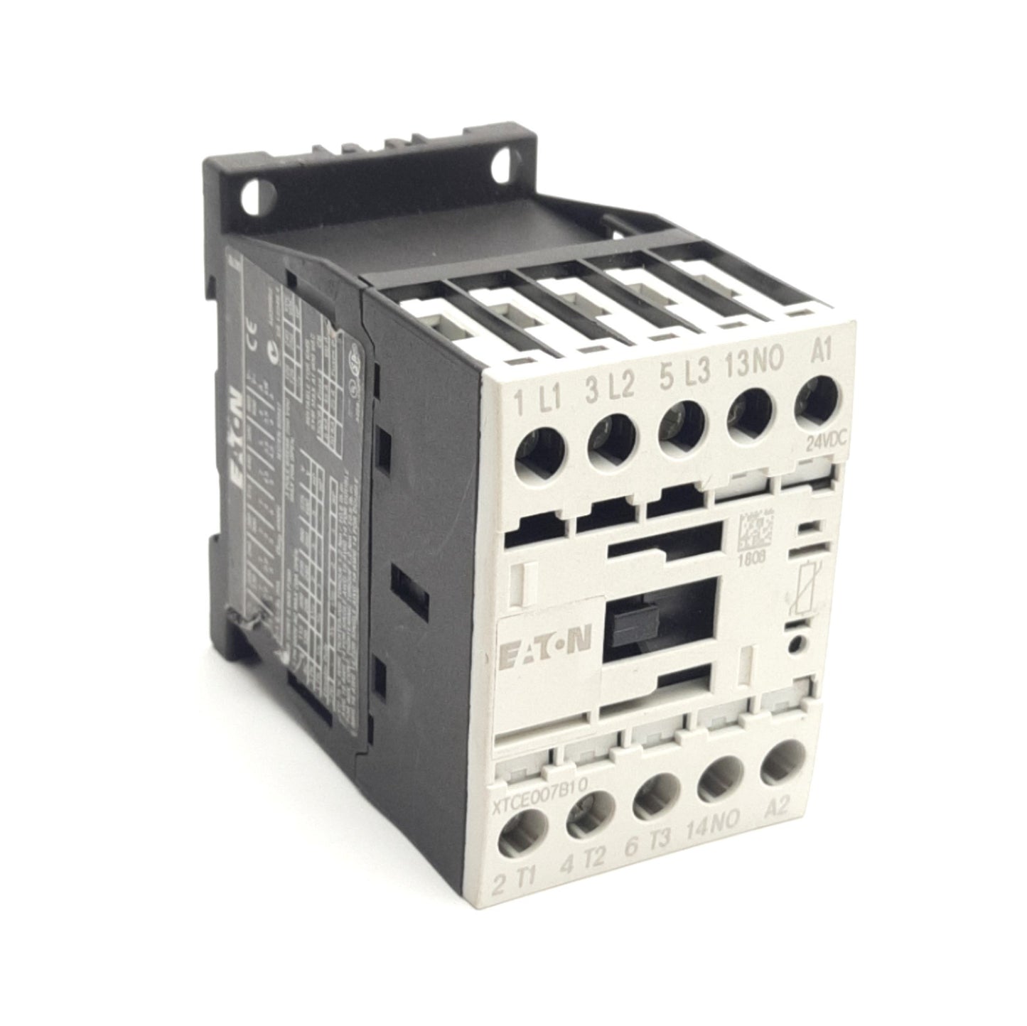 Used Eaton XTCE007B10 Contactor, 3-Pole, 1NO, 600VAC/250VDC 20A Max, 5HP, 24VDC Coil