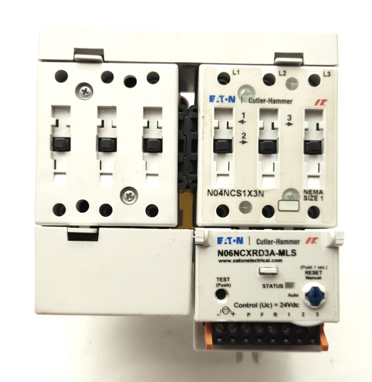 Used Eaton N501CS1D3A-MLS Reversing NEMA Motor Starter Size 1 3-Pole 600V 27A 24VDC