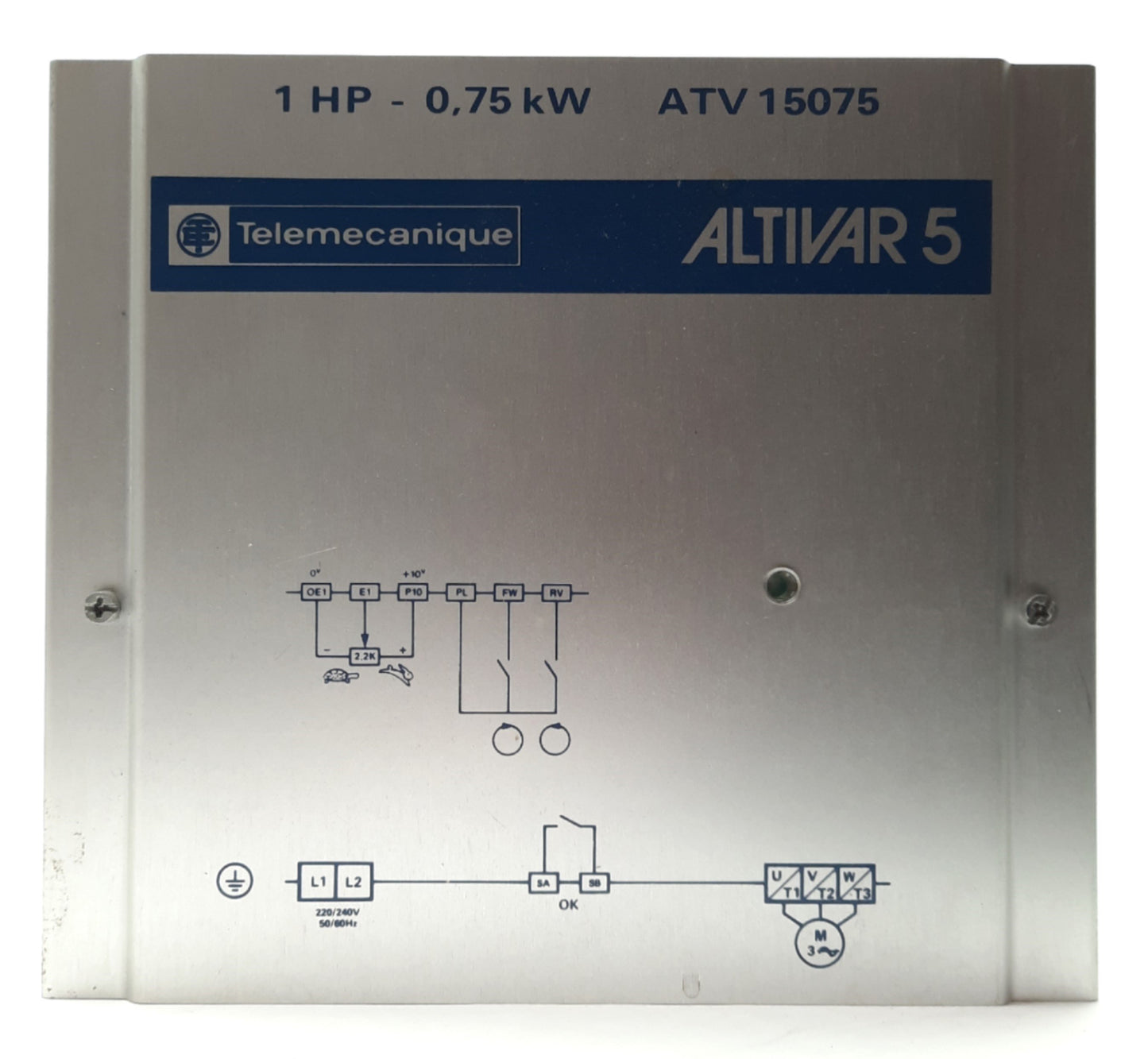 Used Telemecanique ATV15075 ALTIVAR 5 AC Motor Drive 1HP 1PH 240VAC 5.4A to 3PH