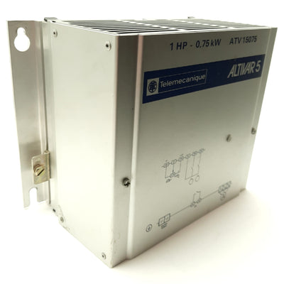Used Telemecanique ATV15075 ALTIVAR 5 AC Motor Drive 1HP 1PH 240VAC 5.4A to 3PH
