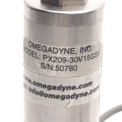 Used Omega Engineering PX209-30V15G5V Pressure Transducer -14.7 to 15Psi, 5VDC Output