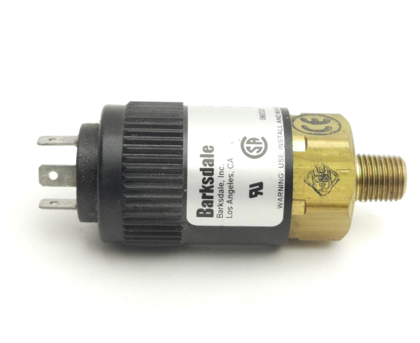 Used Barksdale 96211-BB1-T1 Pressure Switch 2.5-15Psi, SPDT 250VAC 5A, 1/4" NPT