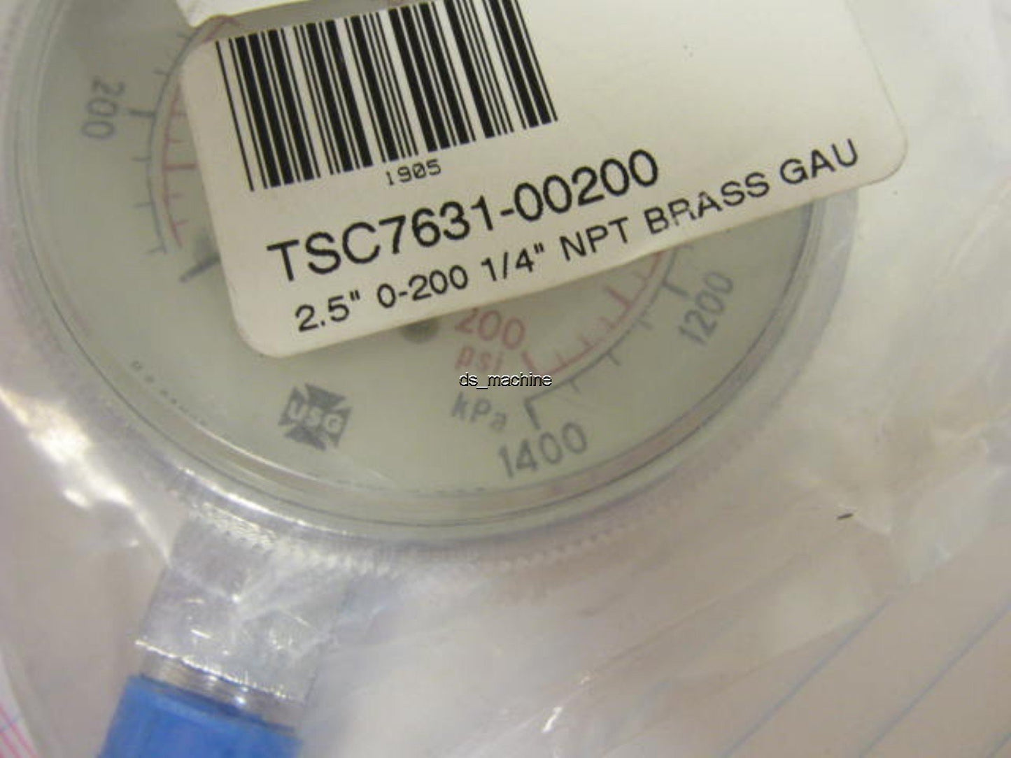 New in Packaging US Gauge 2 1/2" 0 to 1400kPa 0 to 200PSI Pressure Gauge