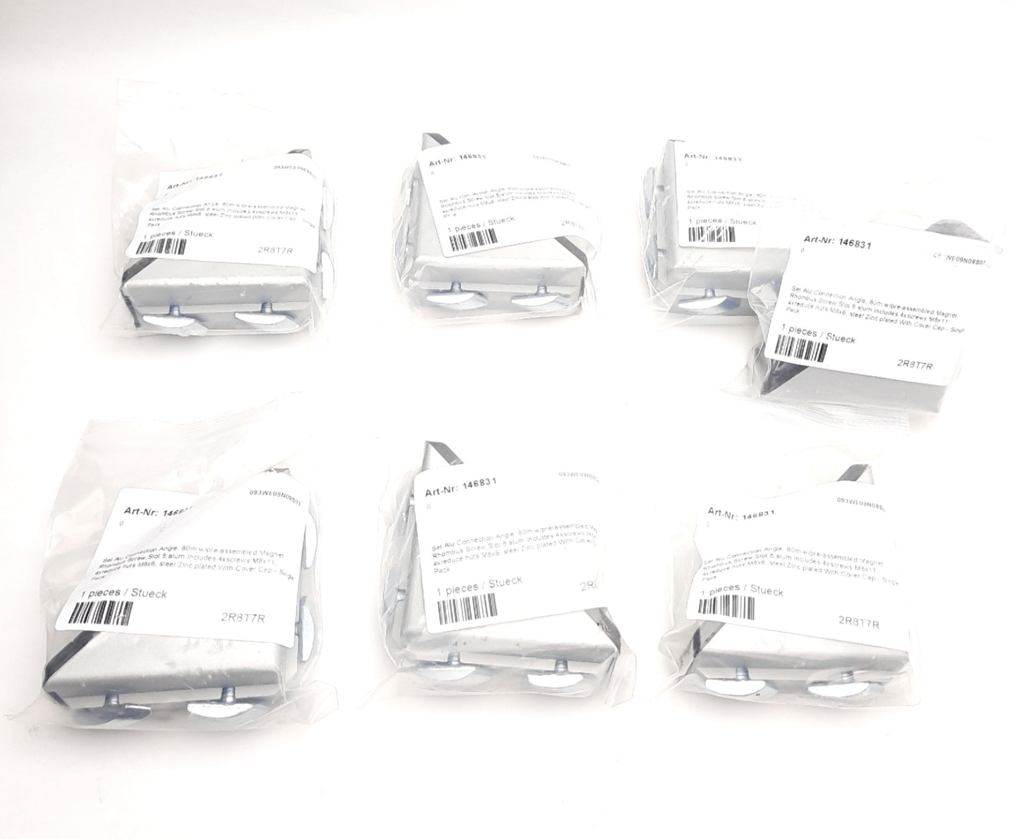 New – Open box Lot of 7 Fath 093W809N08 Aluminum Extrusion Inside Corner Brackets, Slot-8