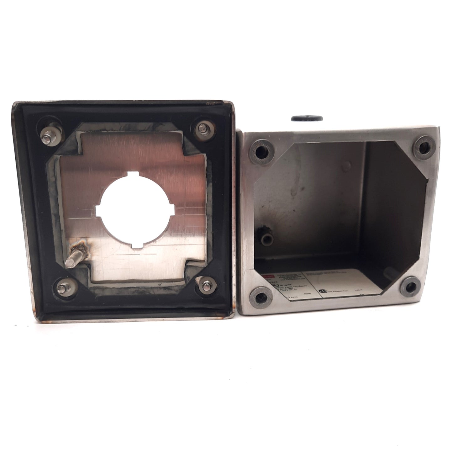 Used Hoffman E1PBSS Stainless Steel Pushbutton Enclosure, 30mm, IP66, 3.5x3.25x2.75in