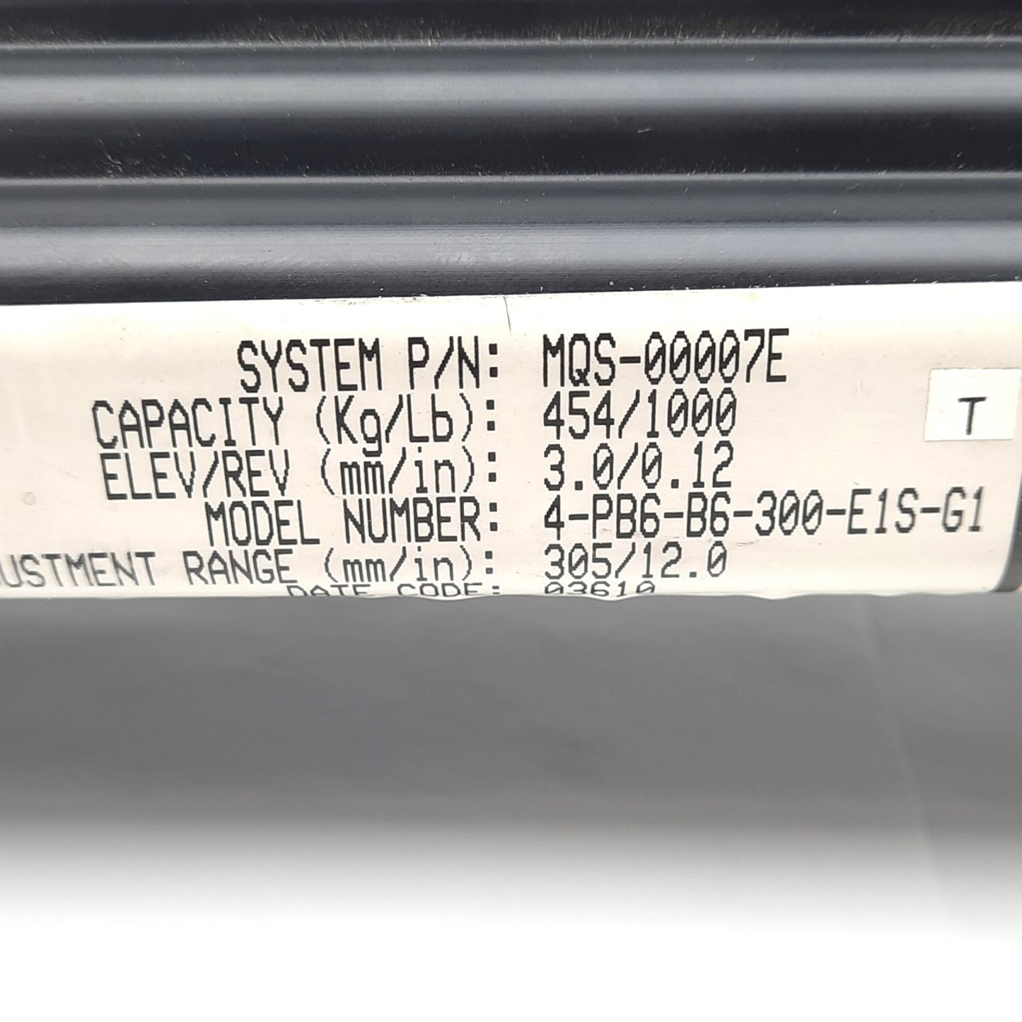 Used Suspa MQS-00007E Movotec Lift System 1000lb Capacity, 12in Travel, 120VAC Supply