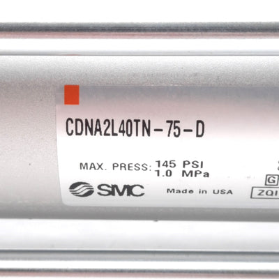 New SMC CDNA2L40TN-75-D Cylinder w/ Lock, 40mm Bore, 75mm Stroke, 145psi, 1/4in NPT