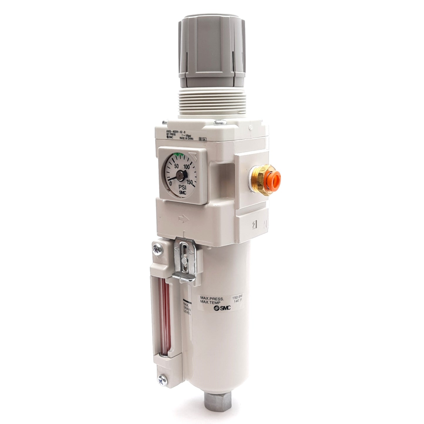 New SMC AW30-N02EH-8Z-B Air Filter Regulator, 7-125psi, 1/4in NPT, 5µm Filtration