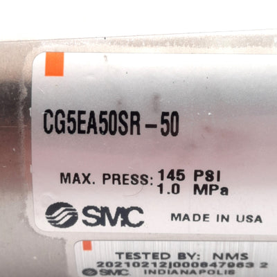 Used SMC CG5EA50SR-50 Stainless Steel Cylinder ø50mm Bore, 50mm Stroke, 145psi, Rc1/4
