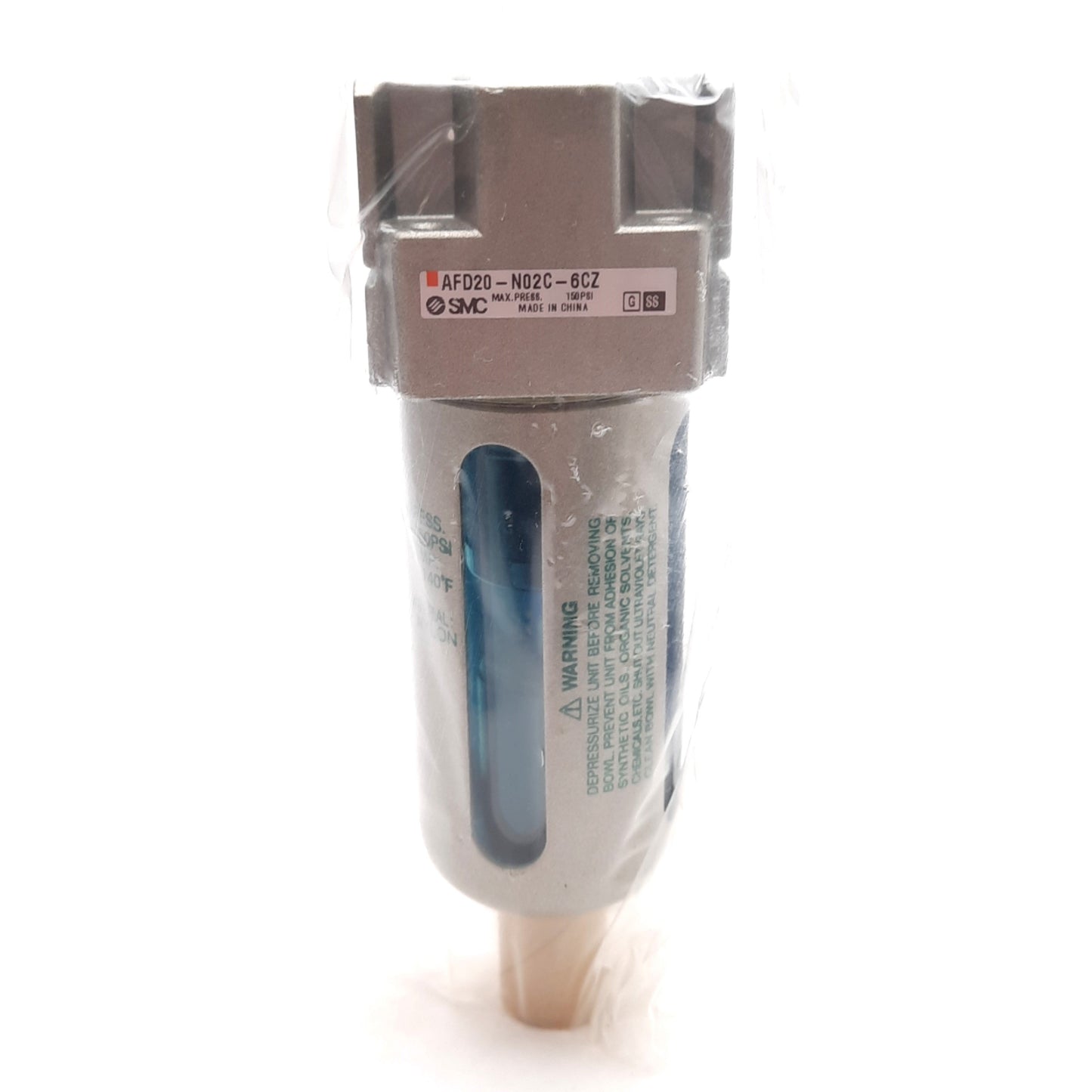 New SMC AFD40-N02C-6CZ Micro Mist Separator, 0.01µm, 150psi, 1/4in NPT, Nylon Bowl