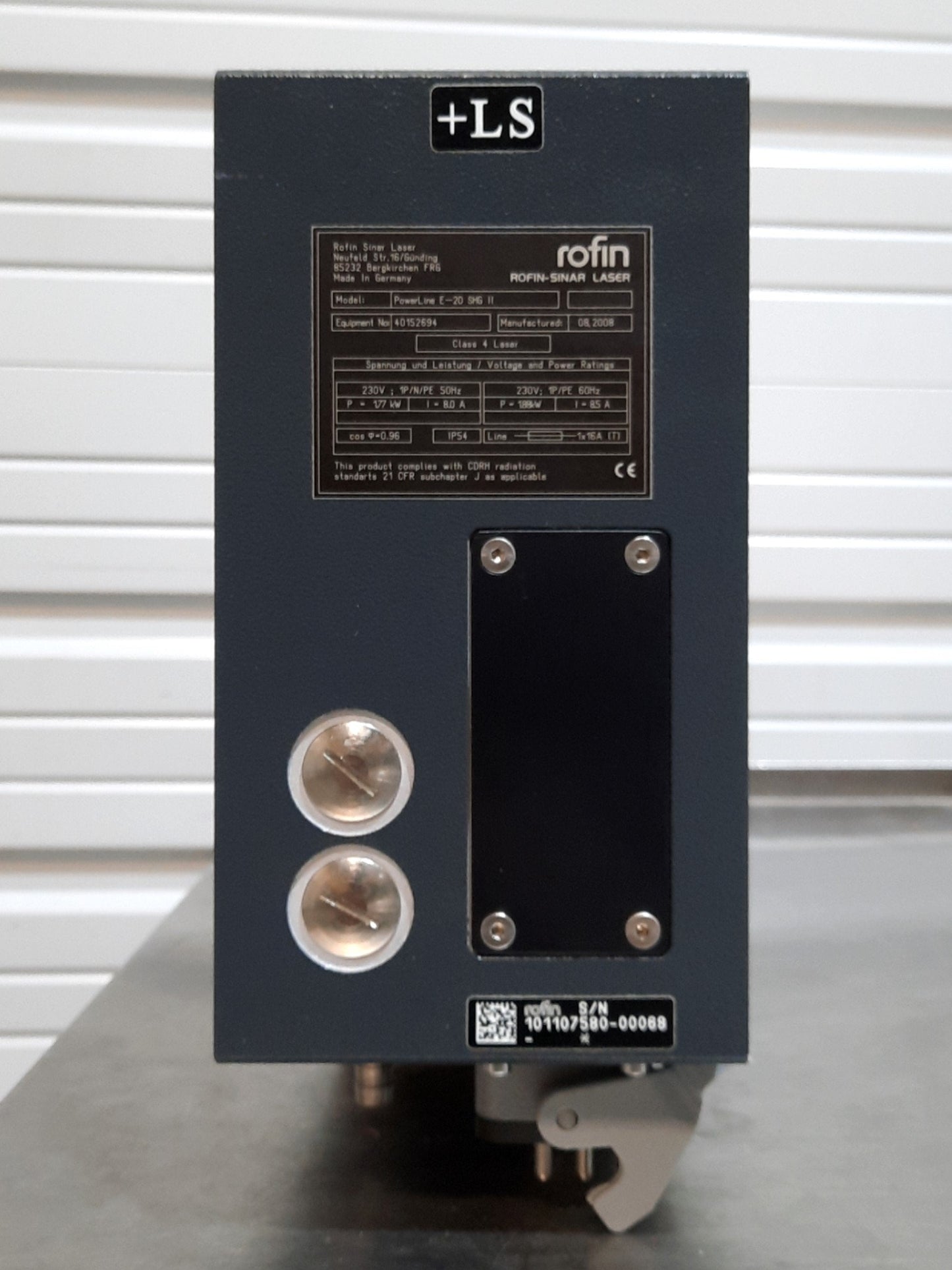 Used Rofin Powerline E-20 SHG II Laser Marking Head YVO4 12W@532nm 180mm Area 230VAC