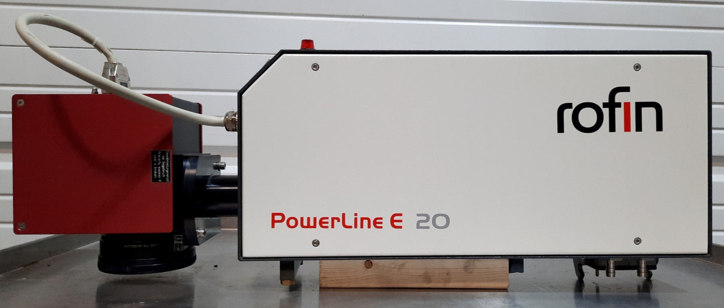 Used Rofin Powerline E-20 SHG II Laser Marking Head YVO4 12W@532nm 180mm Area 230VAC