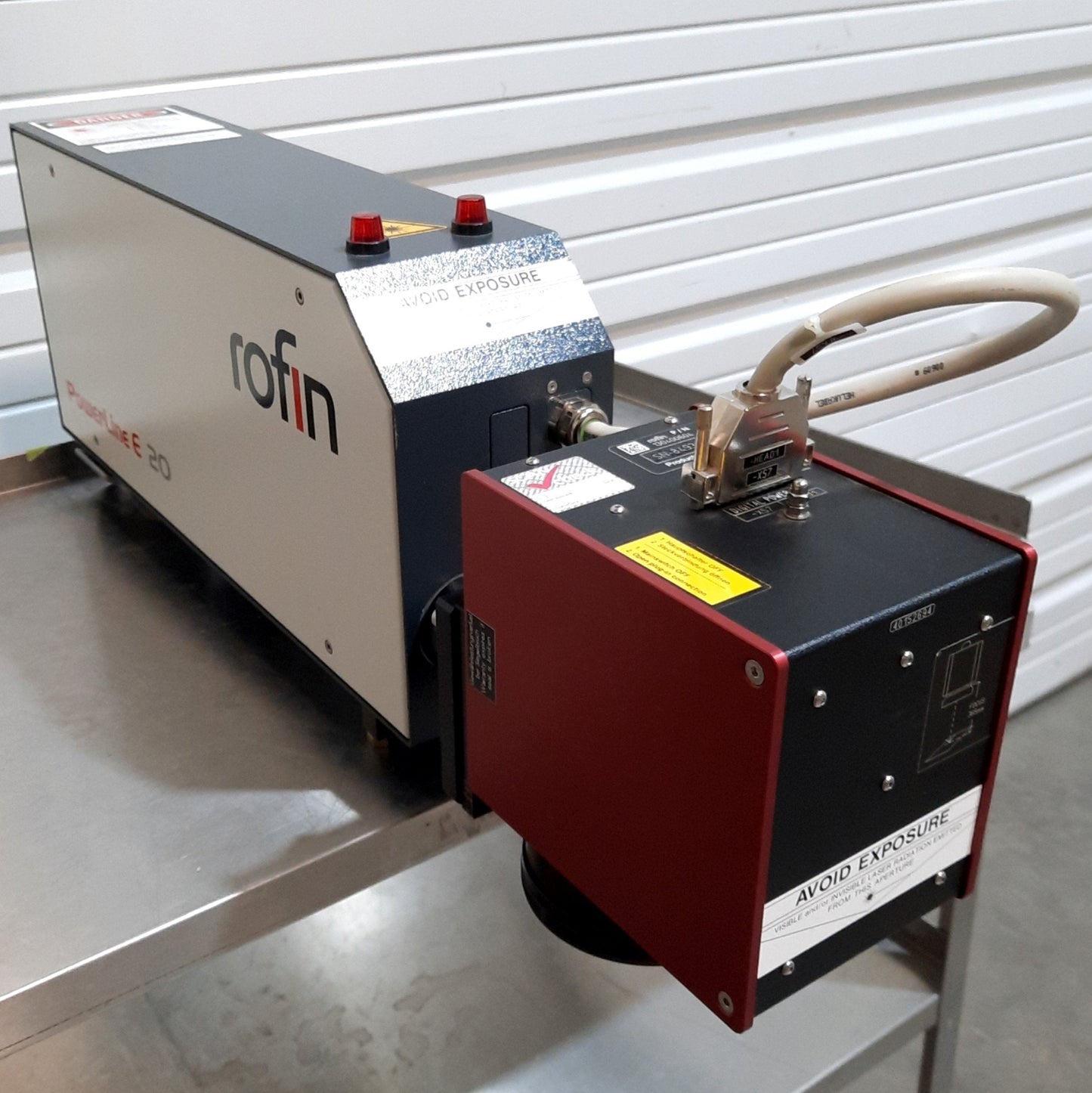Used Rofin Powerline E-20 SHG II Laser Marking Head YVO4 12W@532nm 180mm Area 230VAC