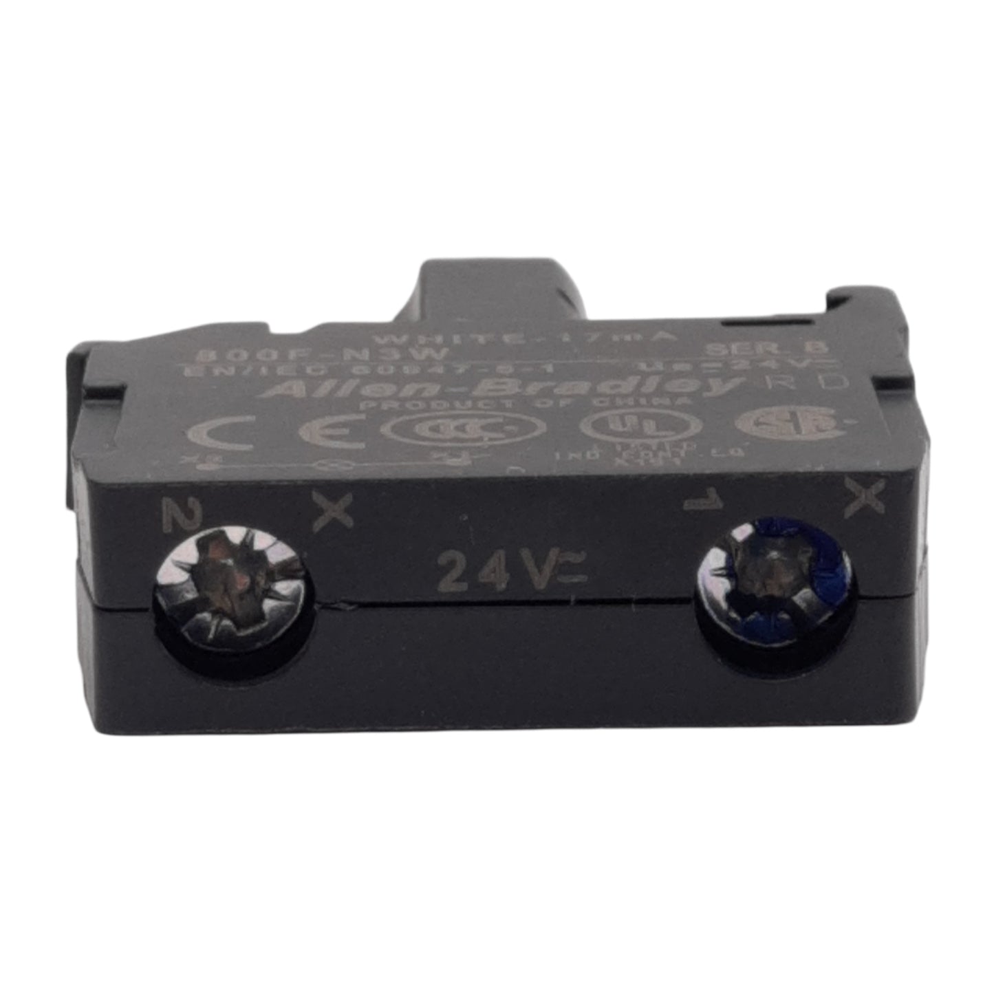 New – Open box Allen-Bradley 800F-N3W Series B Light Module Contact Block, 24V, White 24mA LED