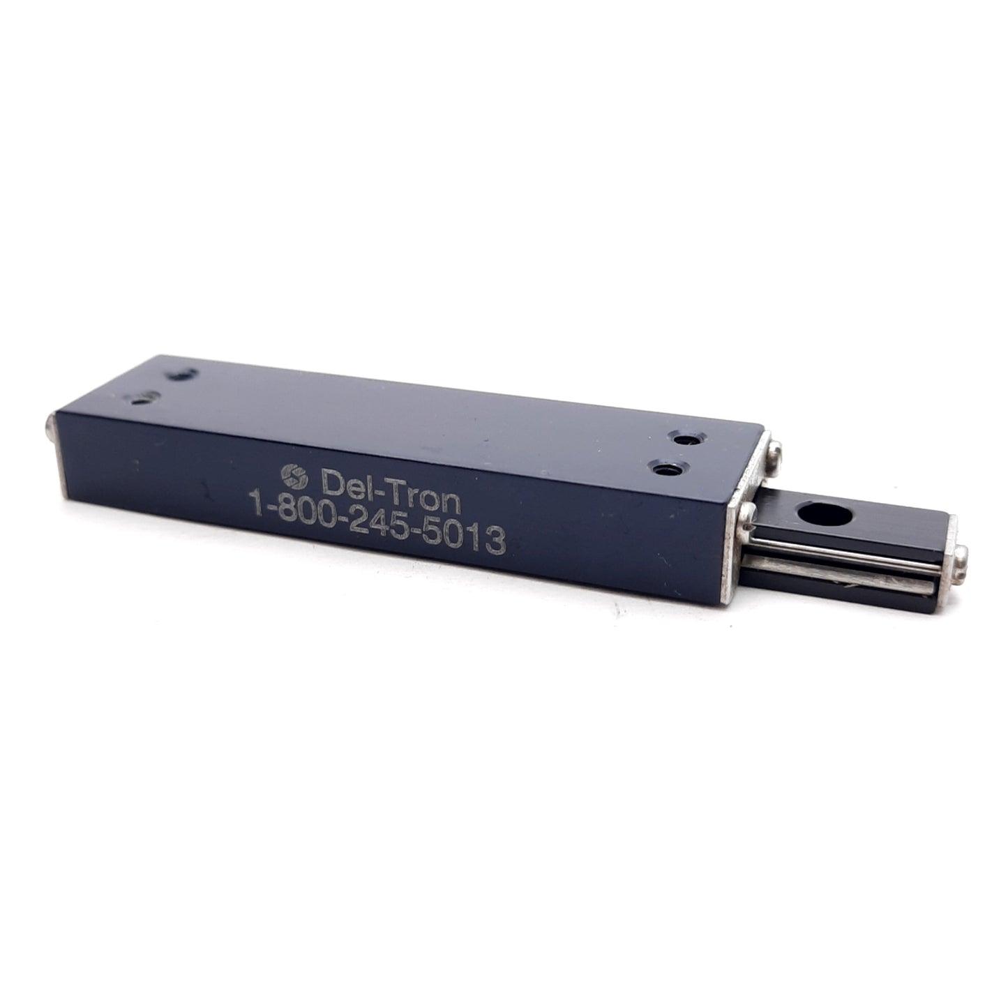 Used Del-Tron D-2 Crossed Roller Slide 1in Travel 8lb Load 2.06x0.56x0.32in 2-56UNC