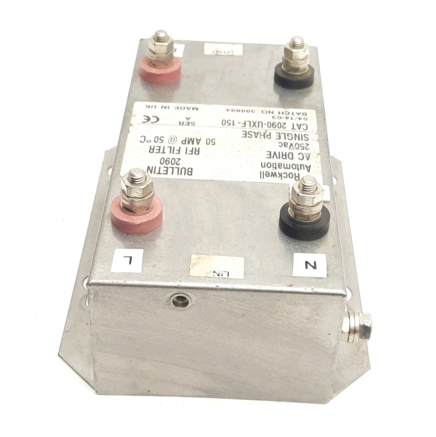 Used Rockwell Automation 2090-UXLF-150 AC Drive RFI Line Filter, 240VAC 50A, 1-Phase