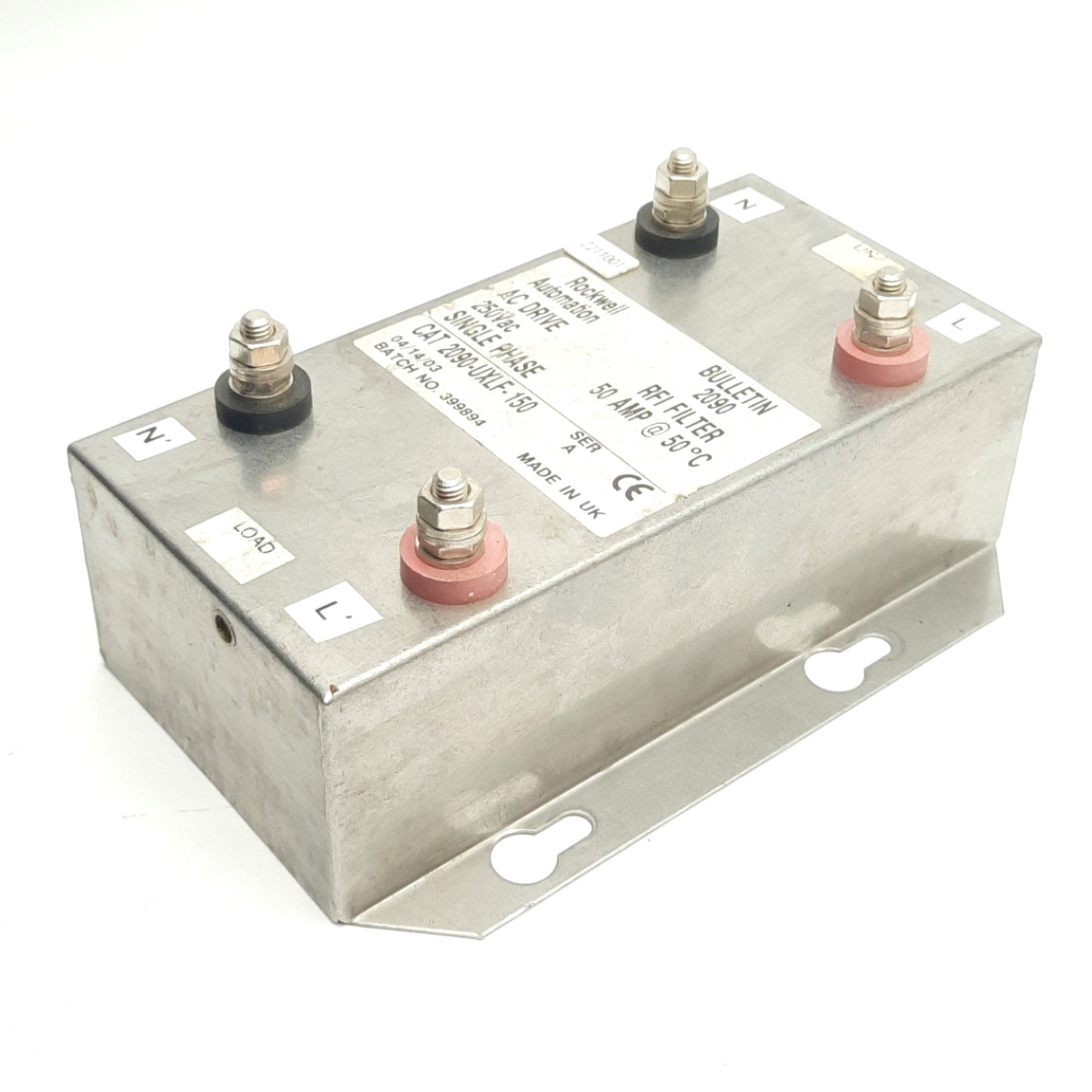 Used Rockwell Automation 2090-UXLF-150 AC Drive RFI Line Filter, 240VAC 50A, 1-Phase