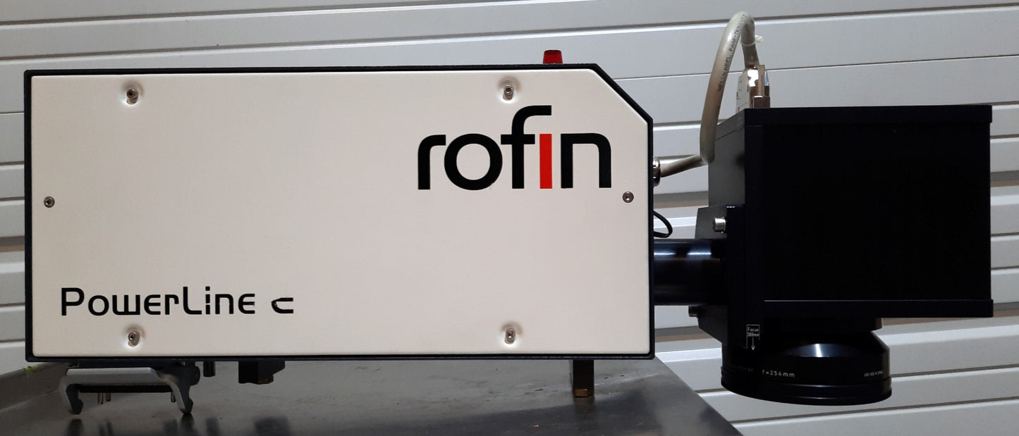 Used Rofin Powerline E-20 SHG II Laser Marking Head YVO4 12W@532nm 180mm Area 230VAC