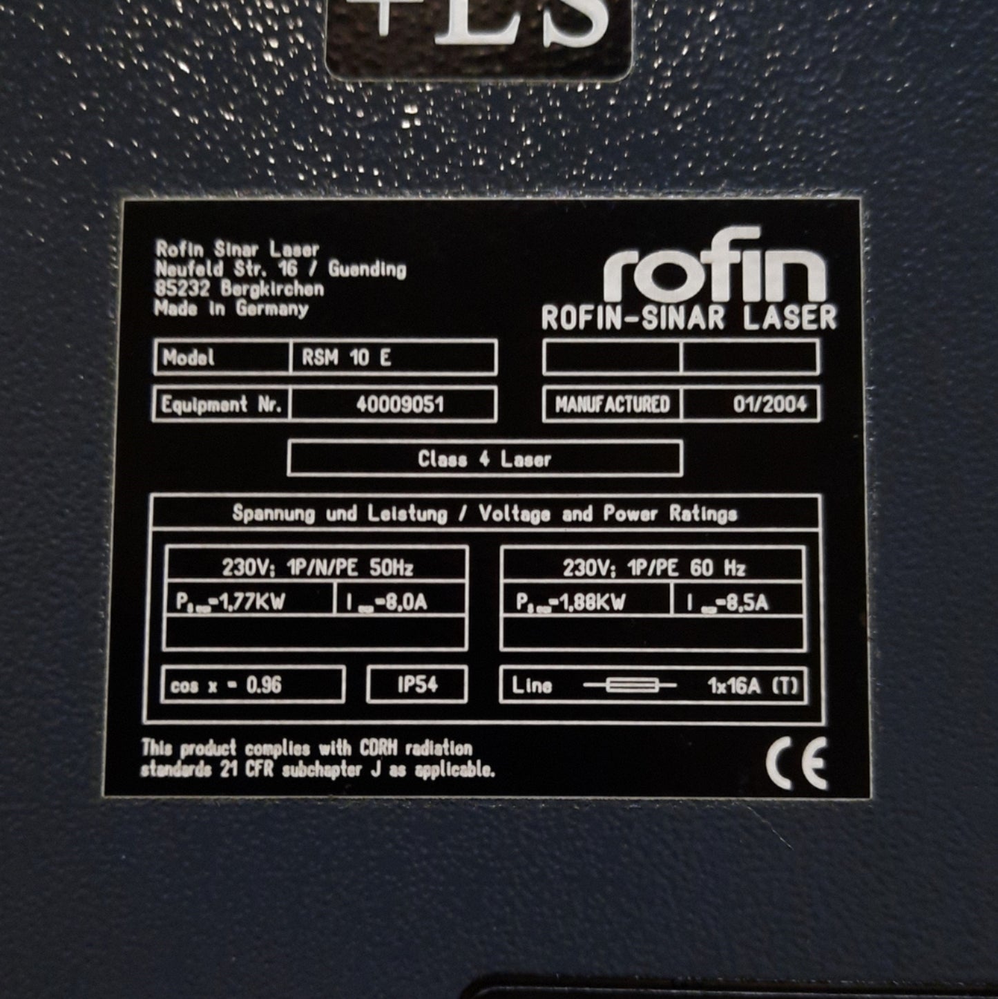 Used Rofin Powerline E-20 SHG II Laser Marking Head YVO4 12W@532nm 180mm Area 230VAC