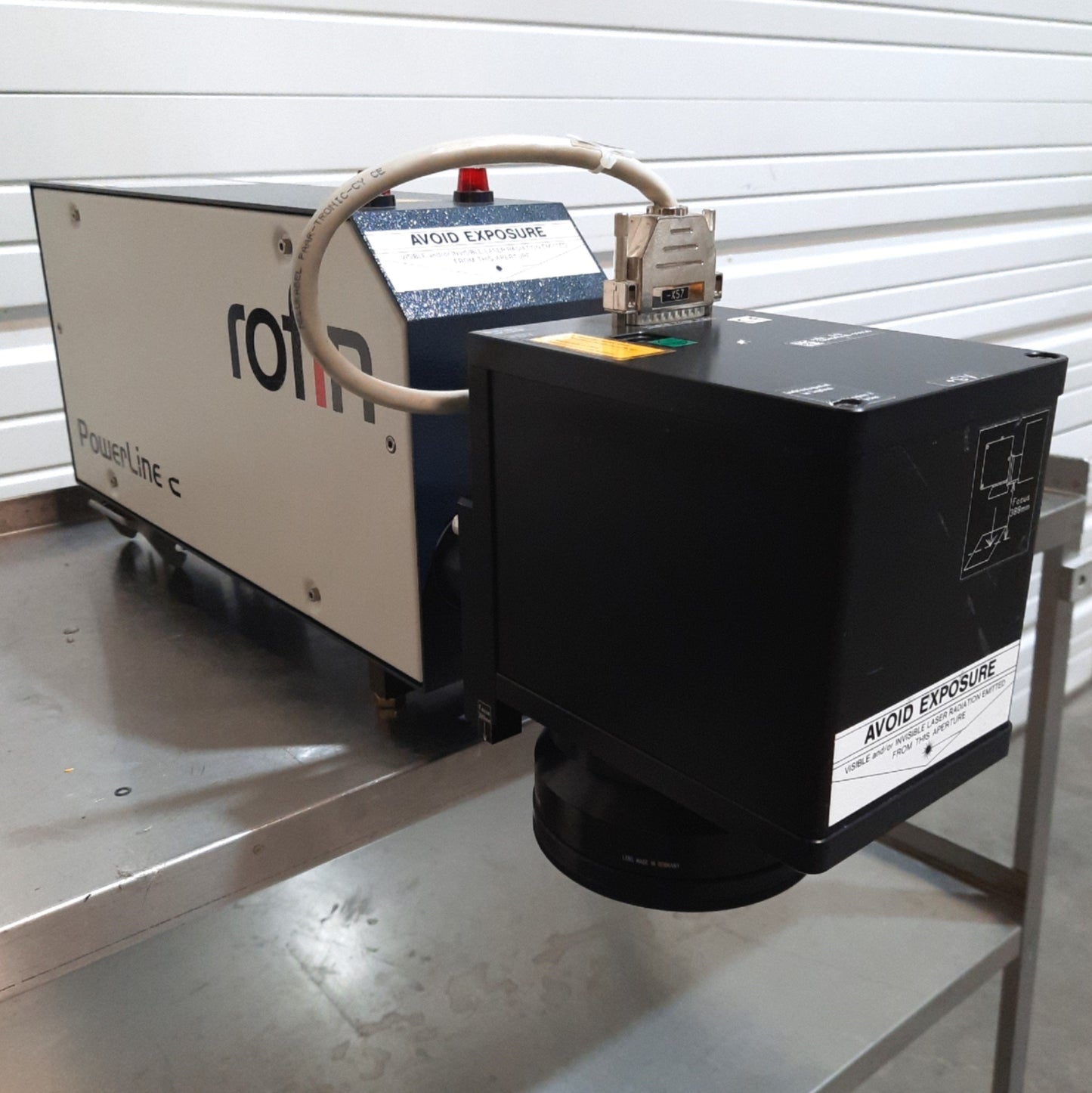 Used Rofin Powerline E-20 SHG II Laser Marking Head YVO4 12W@532nm 180mm Area 230VAC