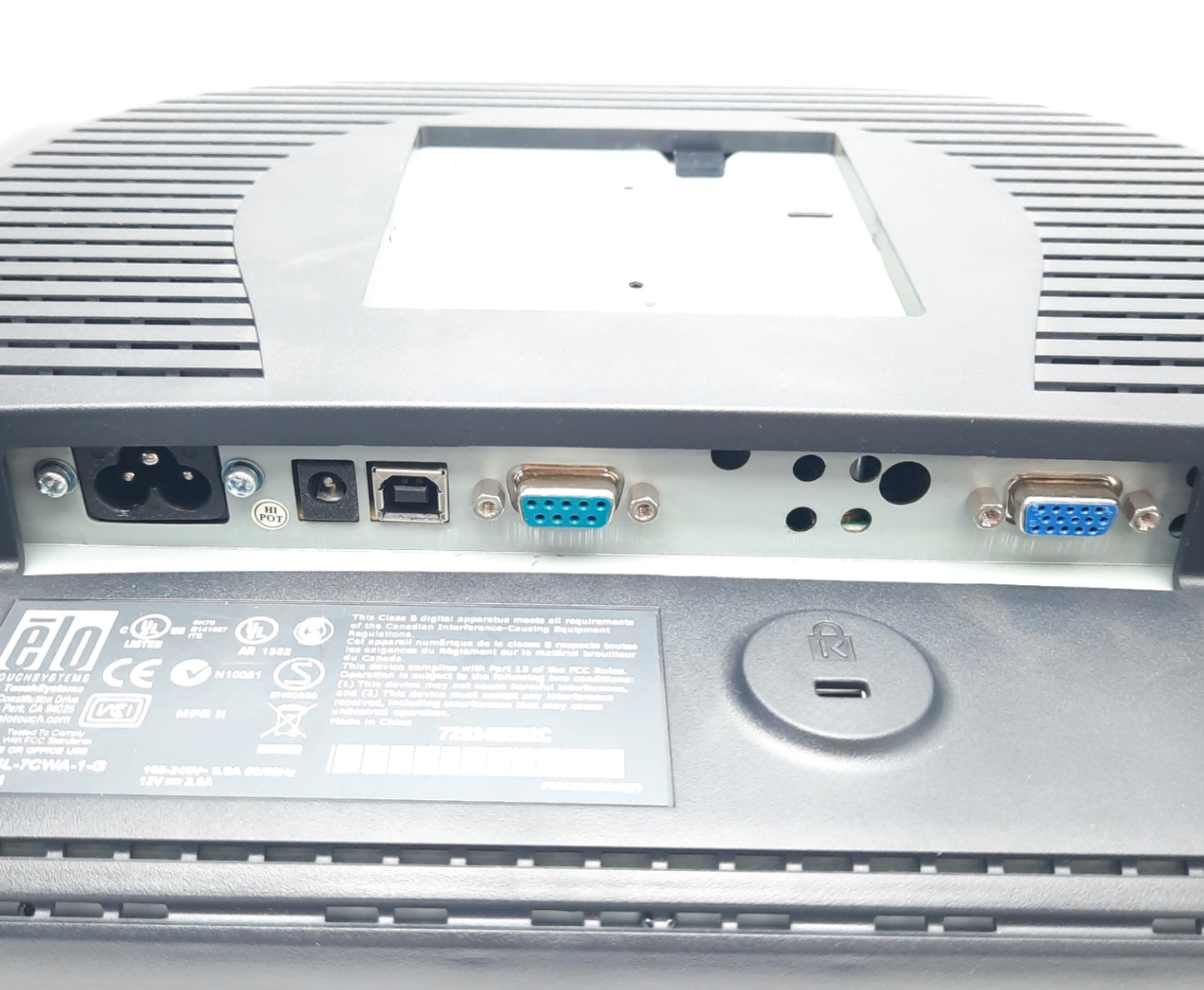 Used Elo ET1515L-7CWA-1-G Touchscreen Monitor, 15", 100-240VAC Supply, VGA/Serial