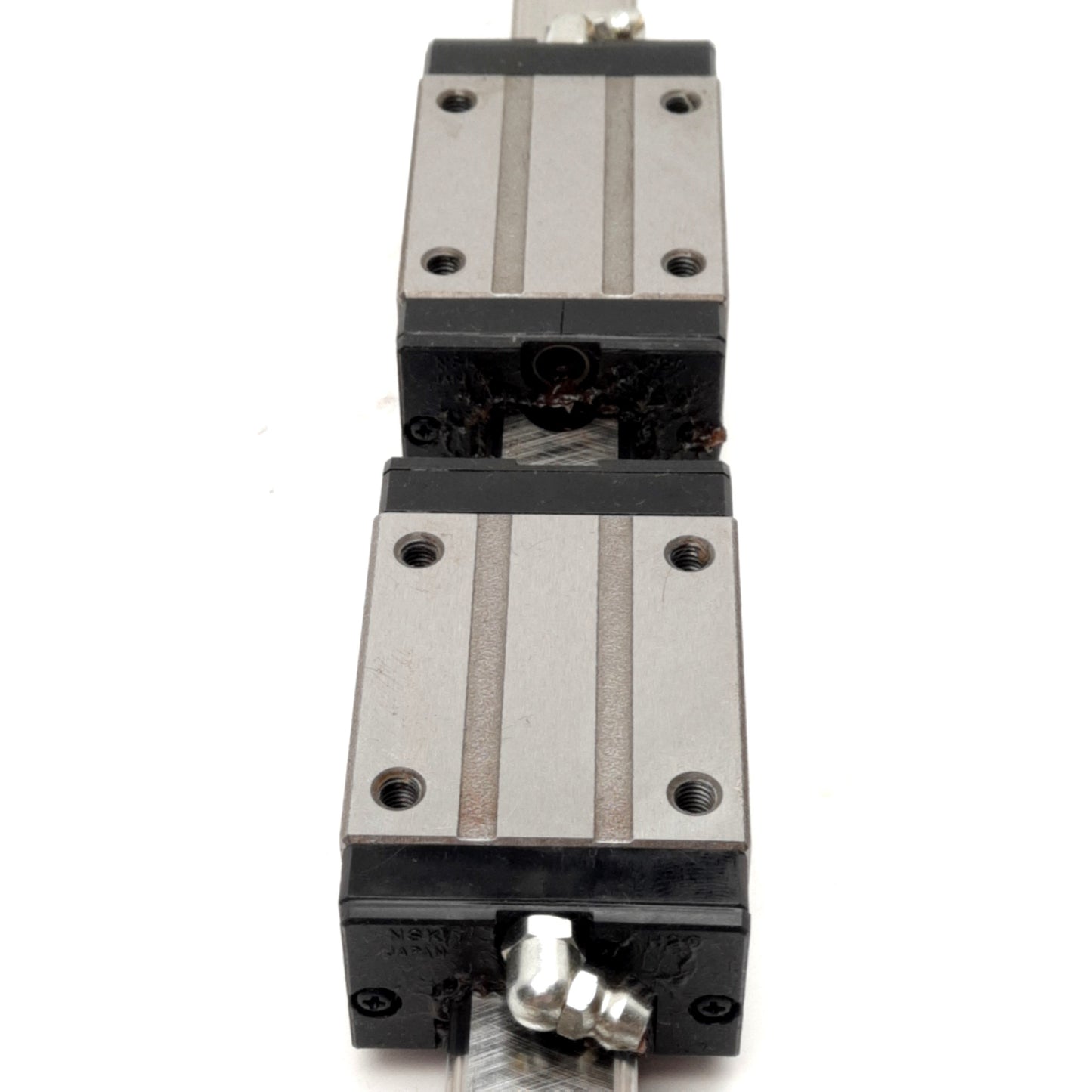Used NSK LAH20-AN Dual Carriage Linear Rail, 520mm, 69.8x44x30mm Carriage, M6x0.75