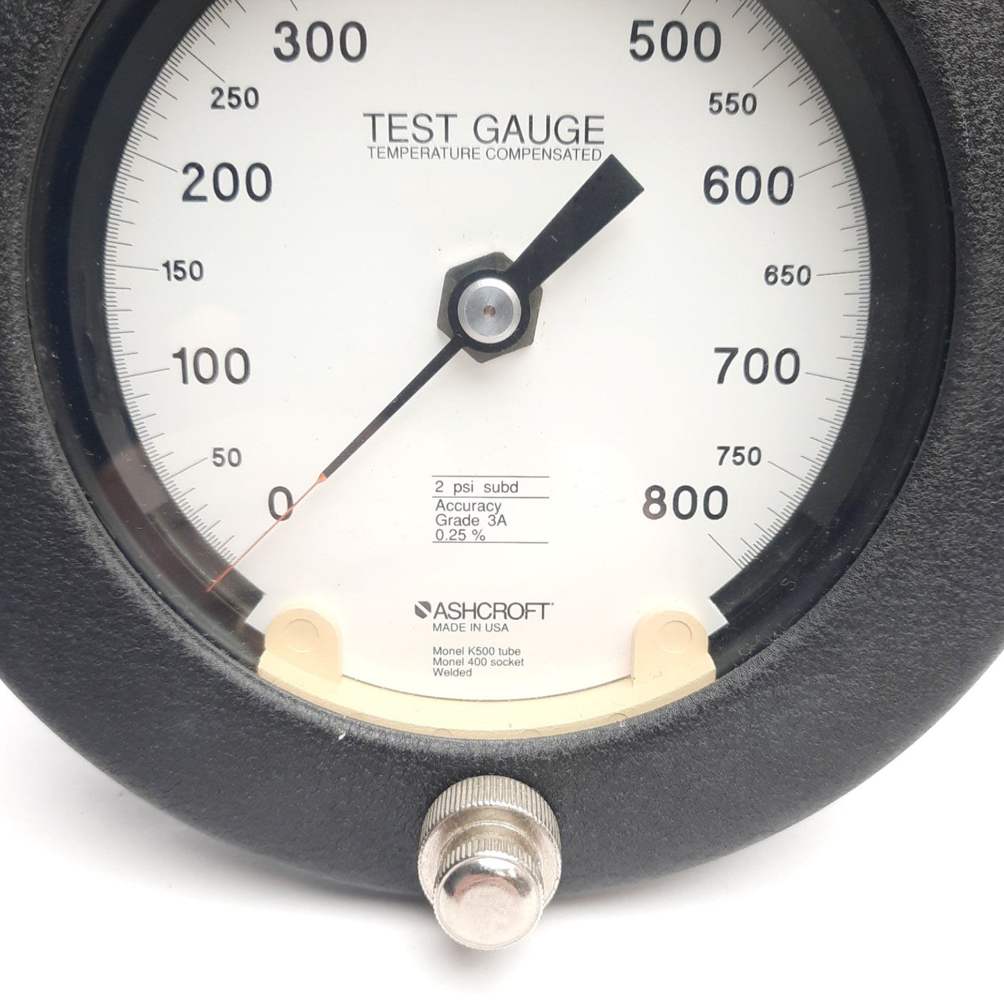 Used Ashcroft 451082PS02B800# Test Gauge, 4.5" Dial, 800Psi, 0.25% Accuracy, 1/4" NPT