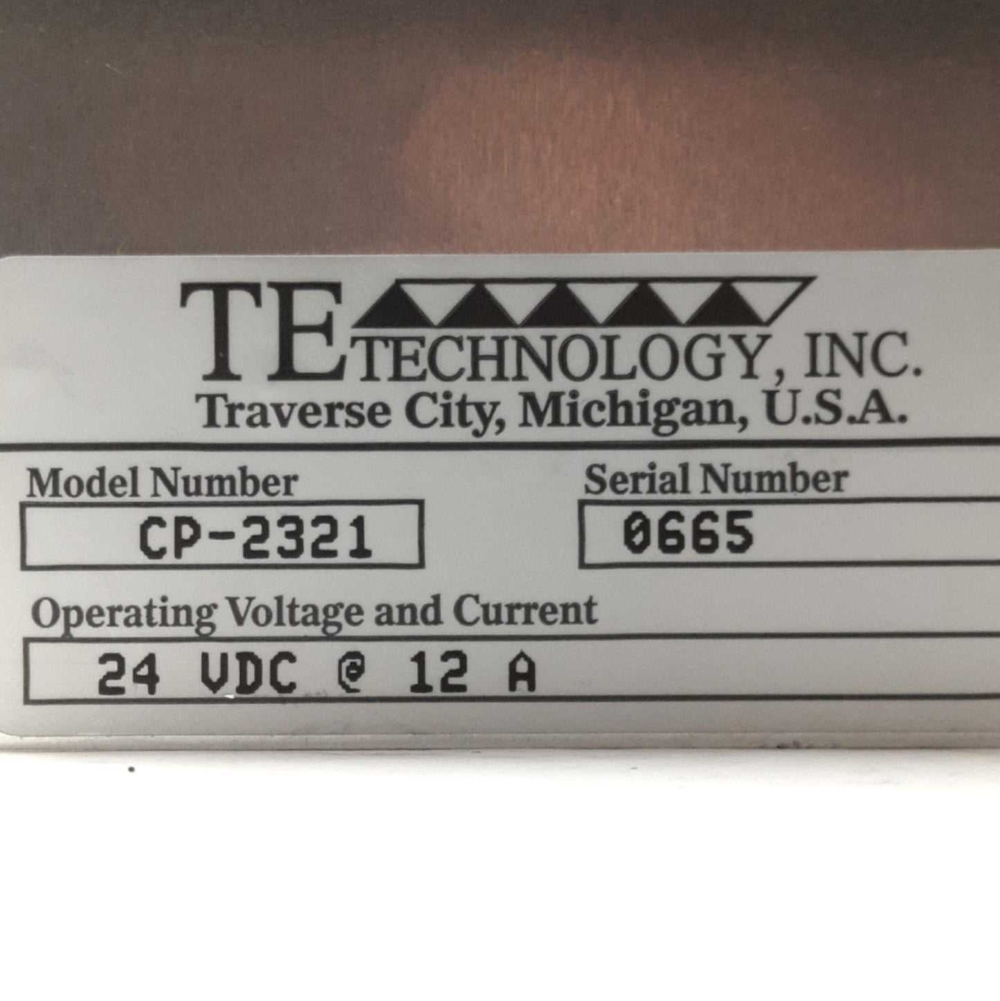 Used TE Technology CP-2321 LASER Diode Thermoelectric-Peltier Cold Plate 24VDC 12A