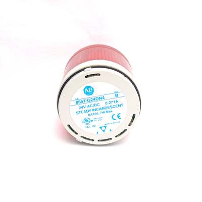 Used Allen Bradley 855T-G24DN4 Red Steady Incandescent Stack Light Module, 24V, 70mm