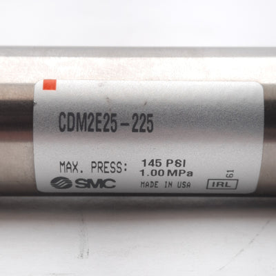 Used SMC CDM2E25-225 Air Cylinder, 1/8" RC, 145psi, 25mm Bore, 225mm Stroke