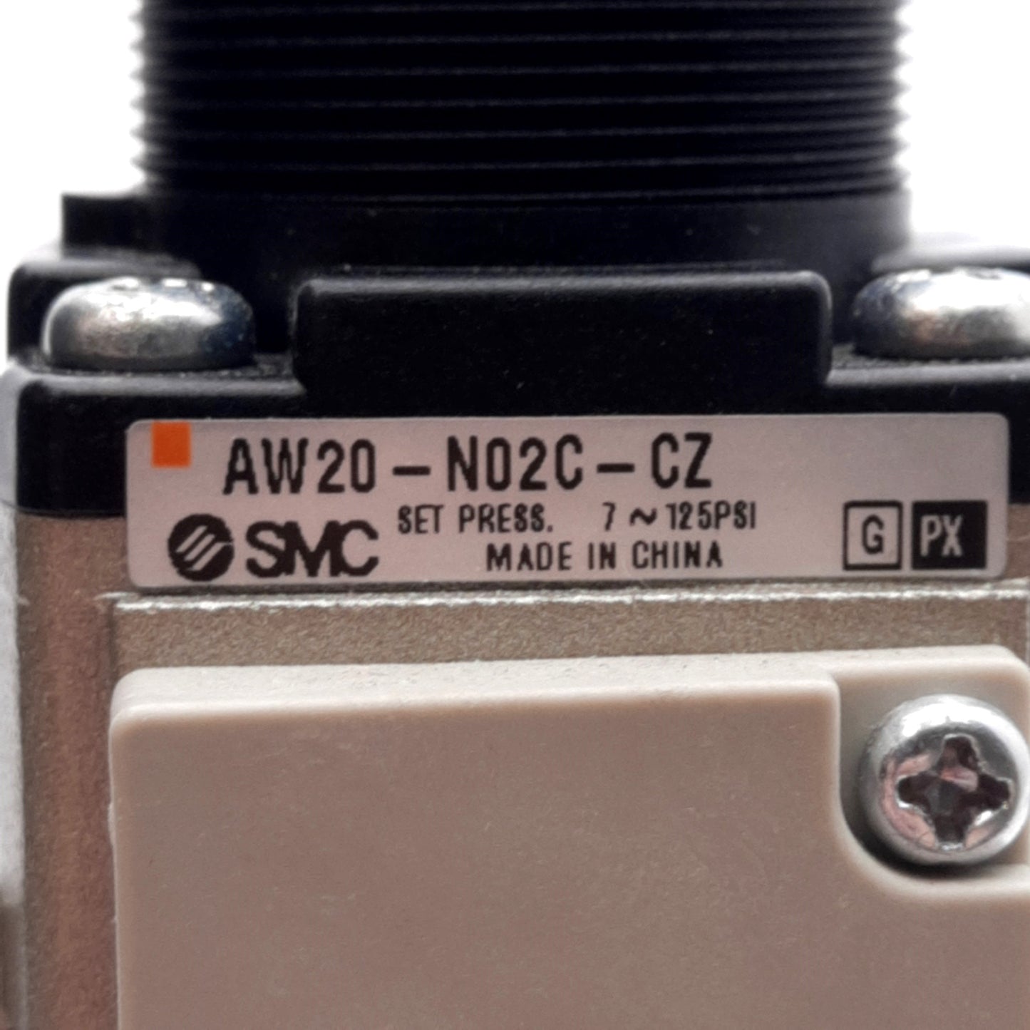 Used SMC AW20-N02C-CZ Pneumatic Filter Regulator, 5µm Filtration, 7-125PSI, 1/4in NPT