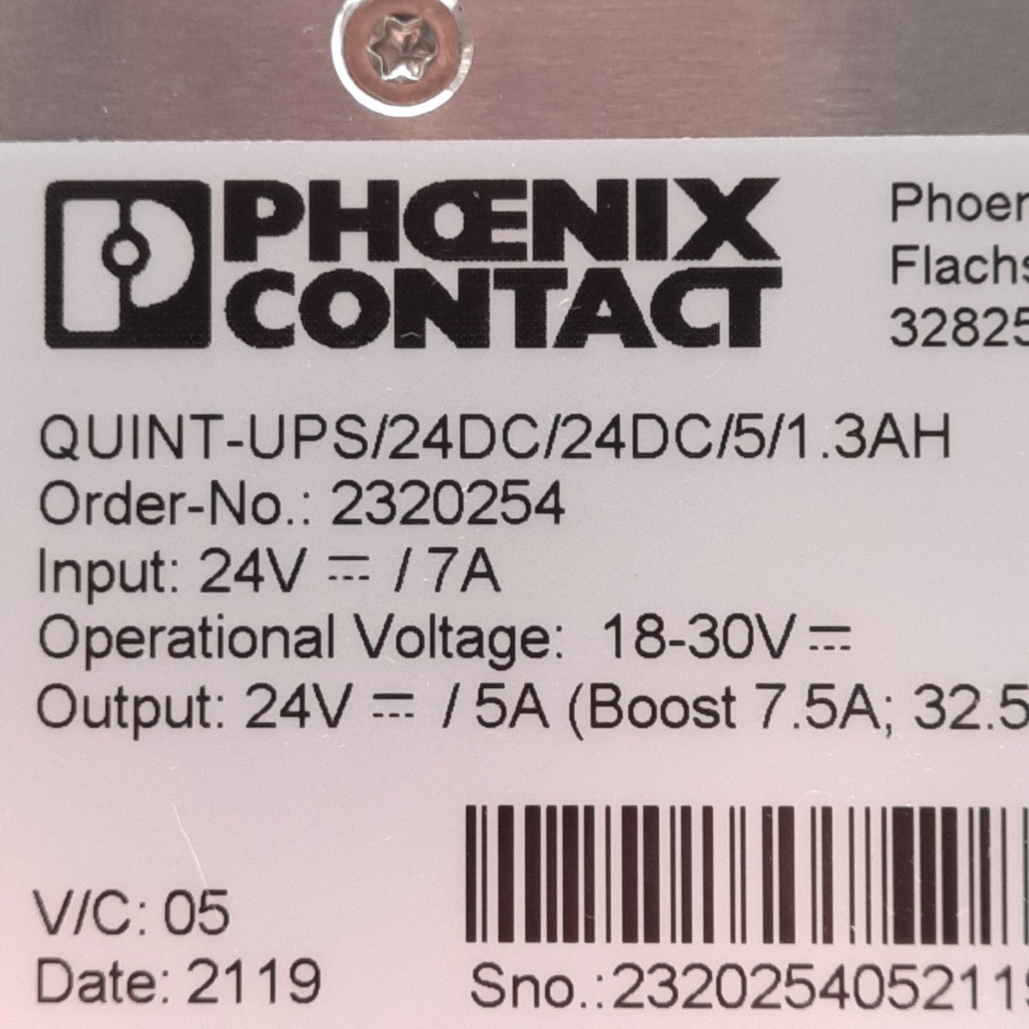 Used Phoenix Contact 2320254 Uninterruptible Power Supply 24VDC IN/OUT *No Battery*