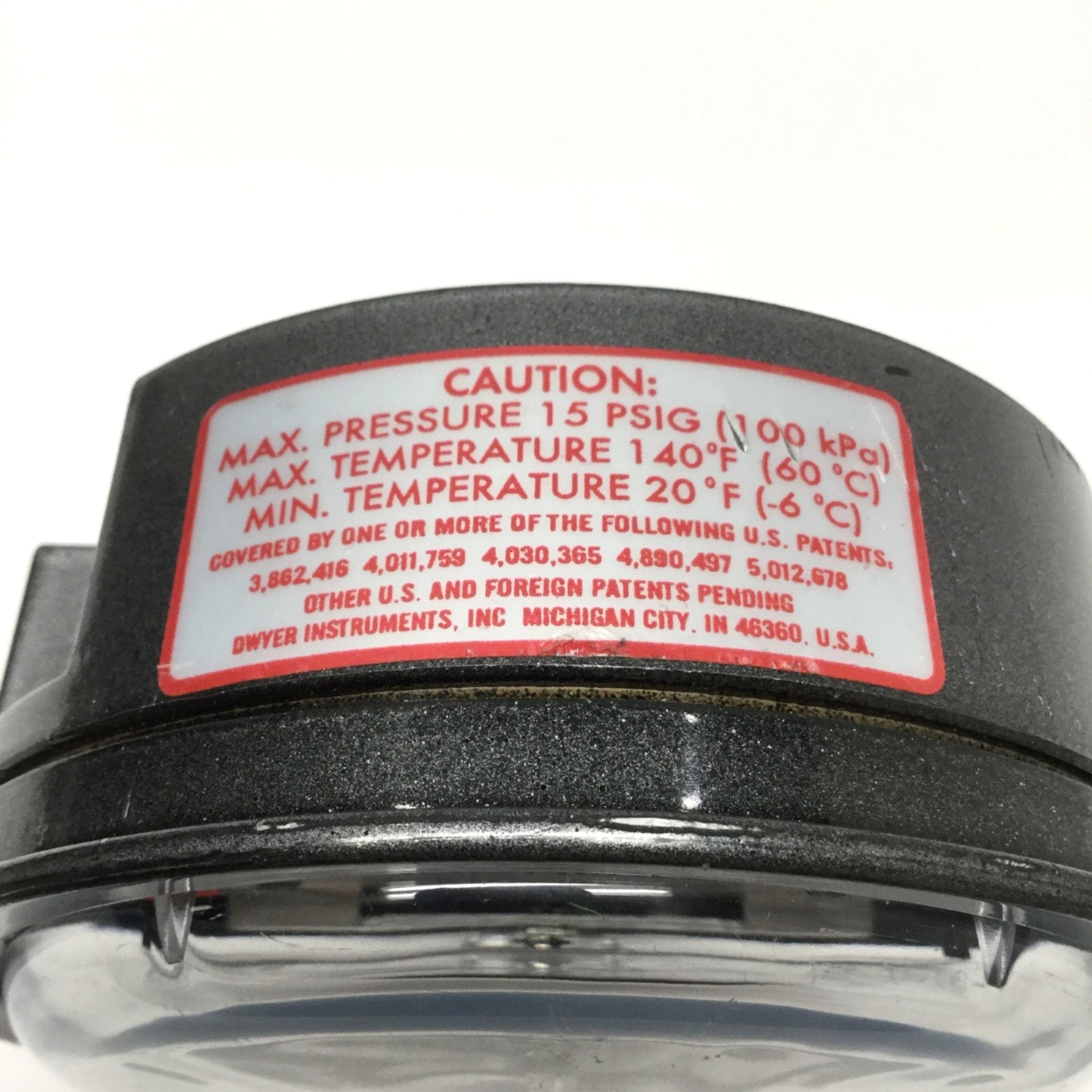 Used Dwyer 2010C Magnehelic Differential Pressure Gauge, 0-10" of Water, 15psi, ⅛"NPT