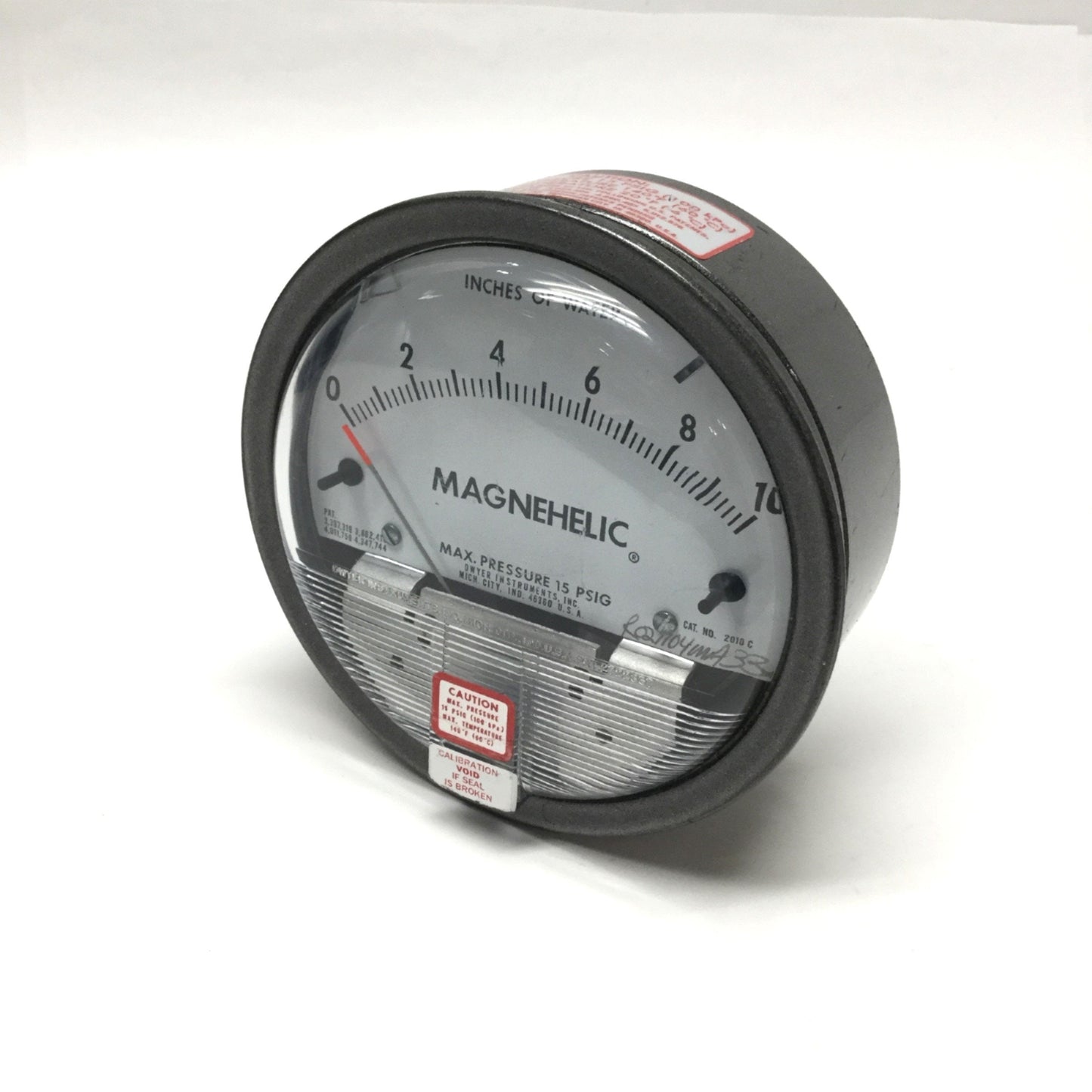 Used Dwyer 2010C Magnehelic Differential Pressure Gauge, 0-10" of Water, 15psi, ⅛"NPT