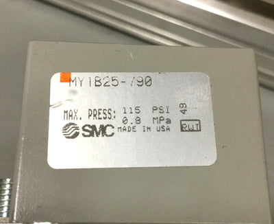 Used SMC MY1B25-790 Rodless Guided Cylinder Linear Slide 25mm Bore, 790mm Stroke